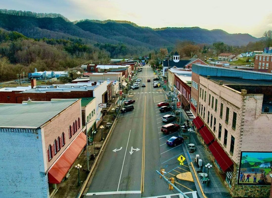 Weber City, VA - Aerial View of the town of Weber City, VA